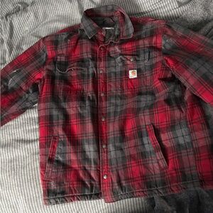 Carhartt Red and Black Plaid Sherpa Jacket